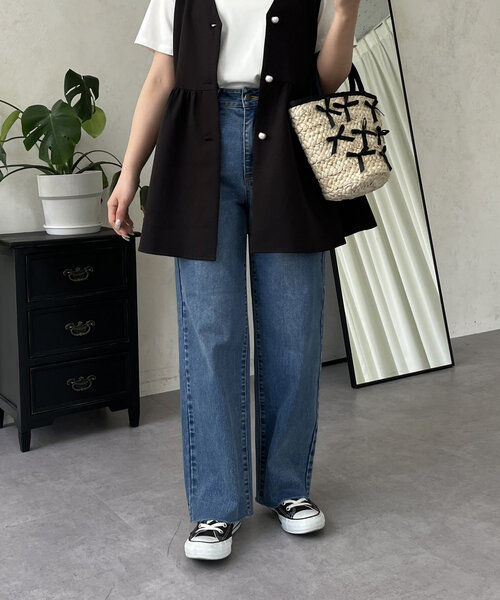 「prose verse」 加工デニムパンツ LARGE サックスブルー レディース_画像4