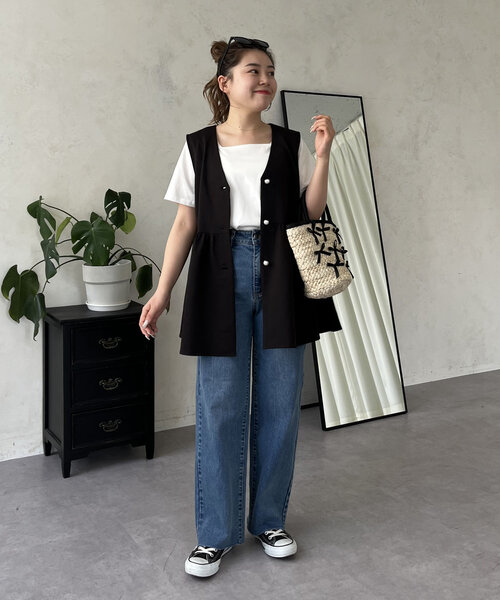 「prose verse」 加工デニムパンツ LARGE サックスブルー レディース_画像5