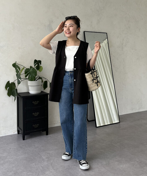 「prose verse」 加工デニムパンツ LARGE サックスブルー レディース_画像6