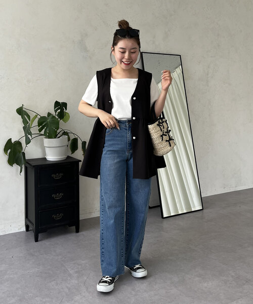 「prose verse」 加工デニムパンツ LARGE サックスブルー レディース_画像7