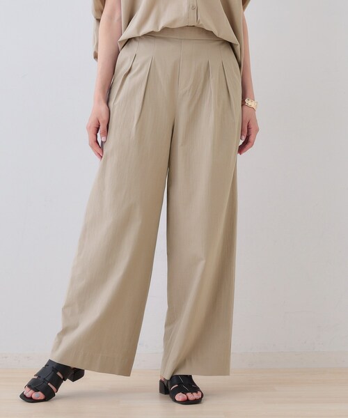 【美品】 INDIVI パンツス ーツM INDIVI パンツ 「SETUP可能/涼しい」コットンワイドパンツ