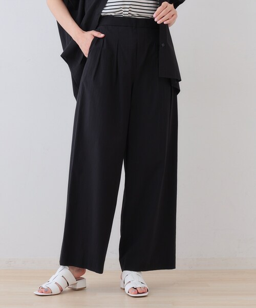 d.i.a ズボン INDIVI パンツ 「SETUP可能/涼しい」コットンワイドパンツ