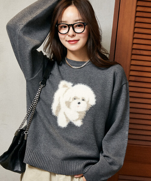 FREAK'S STORE ニット セーター PUBLUX/パブリュクス フェザー ドッグ