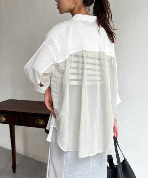 「Chez toi」 7分袖シャツ FREE オフホワイト レディース_画像2