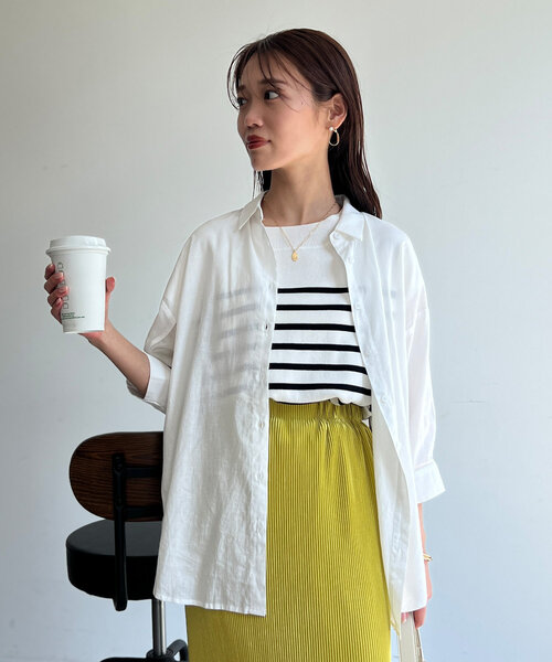 「Chez toi」 7分袖シャツ FREE オフホワイト レディース_画像5