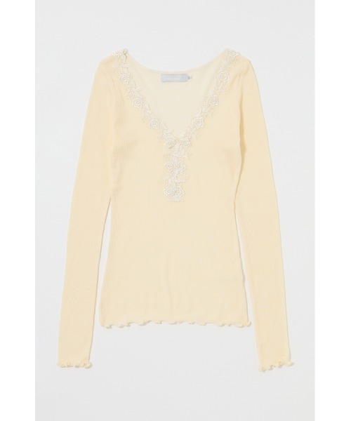 MOUSSY（マウジー） tシャツ レーストリムロングスリーブTEE