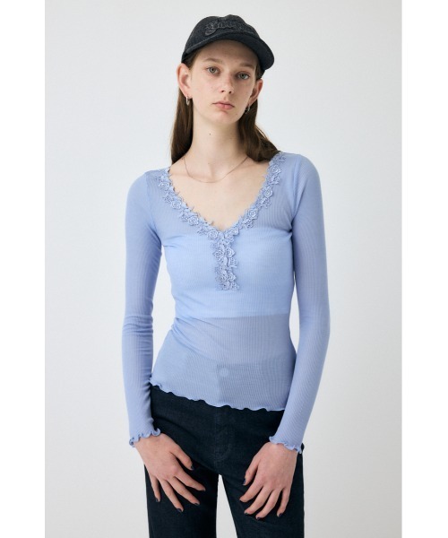 MOUSSY（マウジー） tシャツ レーストリムロングスリーブTEE