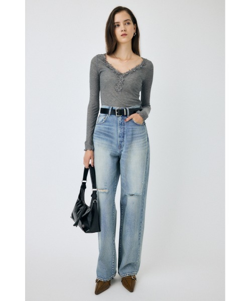 MOUSSY（マウジー） tシャツ レーストリムロングスリーブTEE