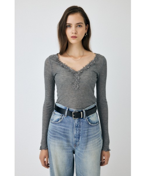 マチャット　machatt レース　ロンT drawer yori MOUSSY（マウジー） tシャツ レーストリムロングスリーブTEE