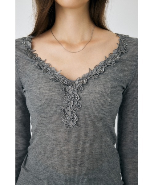 MOUSSY（マウジー） tシャツ レーストリムロングスリーブTEE