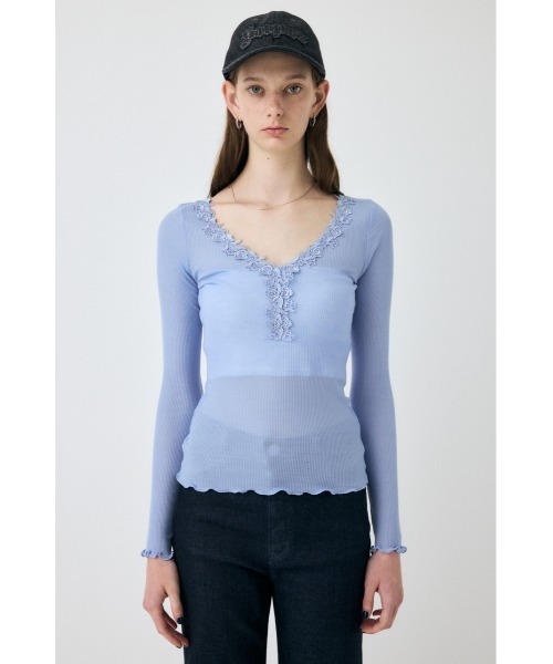 MOUSSY（マウジー） tシャツ レーストリムロングスリーブTEE