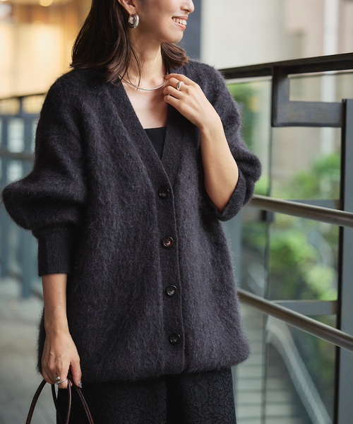 【極美品】VERMEIL par iena Vネックカーディガン　チャコール 極美品】VERMEIL par iena Vネックカーディガン チャコール