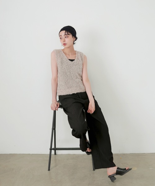 「LIAN」 Vネックニット FREE ベージュ レディース_画像4