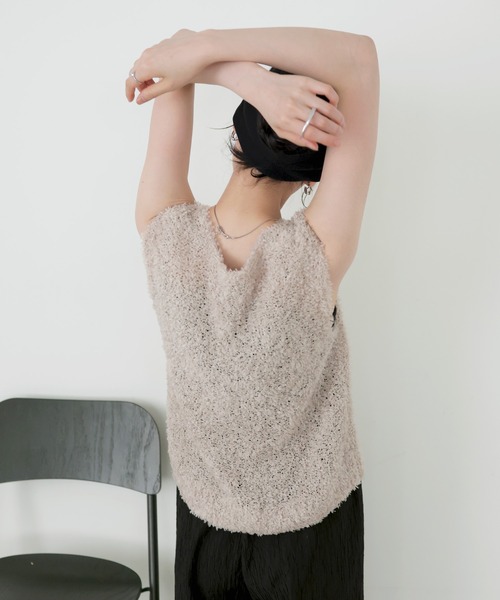 「LIAN」 Vネックニット FREE ベージュ レディース_画像6