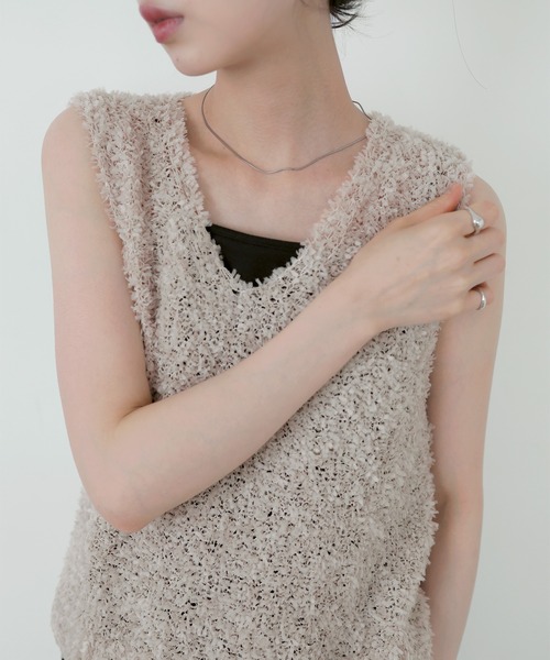 「LIAN」 Vネックニット FREE ベージュ レディース_画像7