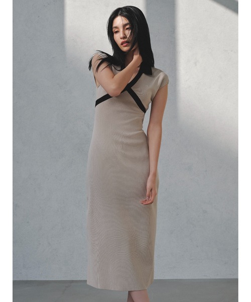 A*A様 フレイアイディ　ニット　ワンピース　ベージュ フレイ アイディー FRAY I.D シースルー柄ニットワンピース （ベージュ