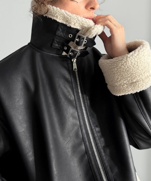 Classical Origin ムートンジャケット ムートンコート 2way襟ボア