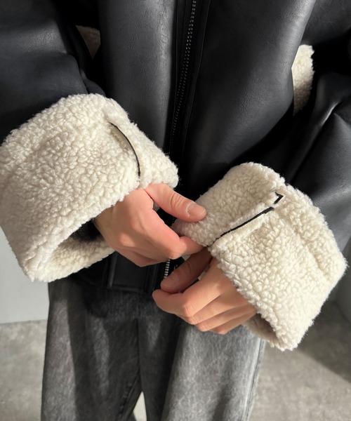 Classical Origin ムートンジャケット ムートンコート 2way襟ボア