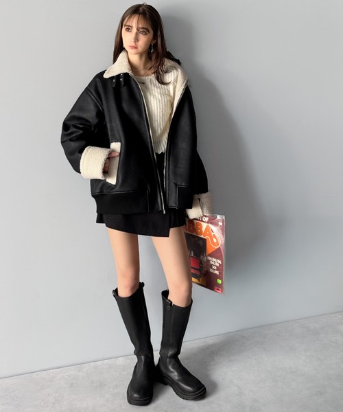 Classical Origin ムートンジャケット ムートンコート 2way襟ボア