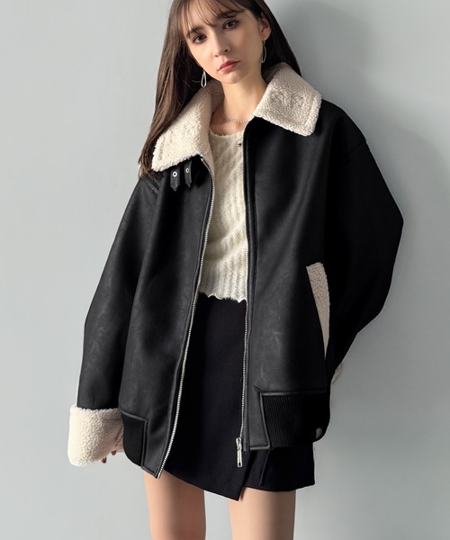 Classical Origin ムートンジャケット ムートンコート 2way襟ボア