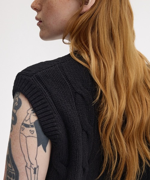FRED PERRY（フレッドペリー） ベスト ジレ Cable Knit Vest／ケーブル