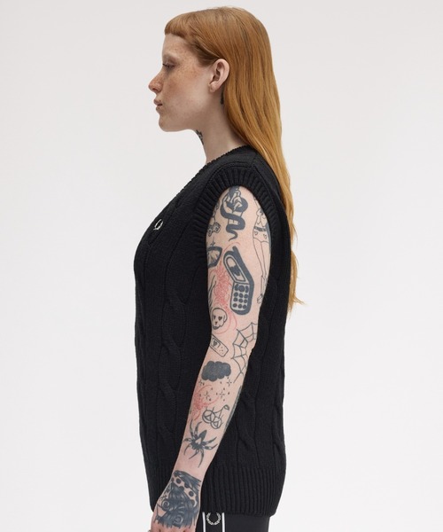 FRED PERRY（フレッドペリー） ベスト ジレ Cable Knit Vest／ケーブル
