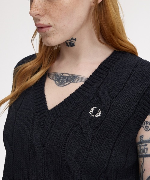 FRED PERRY（フレッドペリー） ベスト ジレ Cable Knit Vest／ケーブル