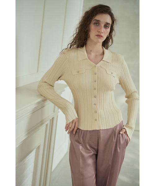 Estella.K ニット セーター Julie Rib Knit Top スキッパーランダム