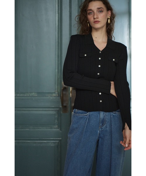 Estella.K ニット セーター Julie Rib Knit Top スキッパーランダム