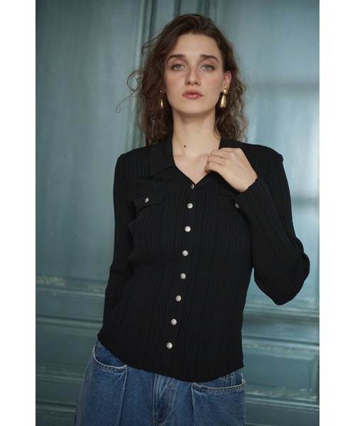 Estella.K ニット セーター Julie Rib Knit Top スキッパーランダム