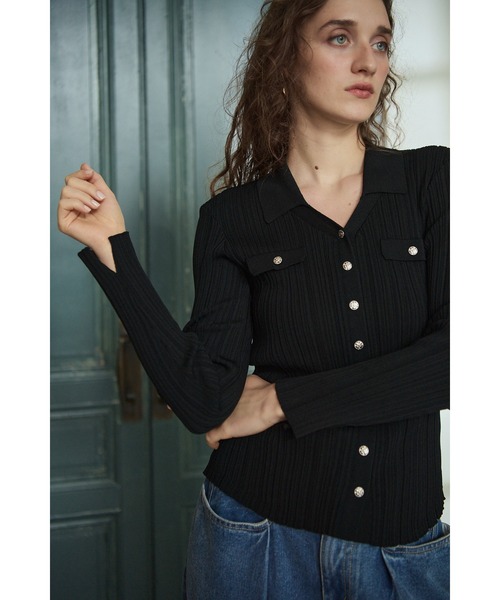 Estella.K ニット セーター Julie Rib Knit Top スキッパーランダム