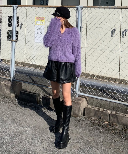 「non-hedge」 長袖ニット FREE パープル レディース_画像2