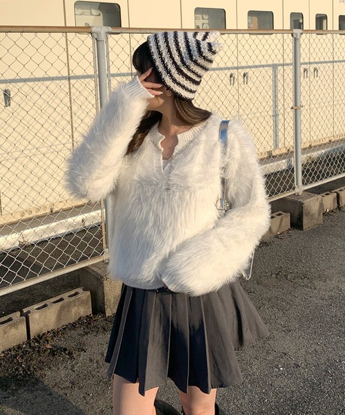 「non-hedge」 長袖ニット FREE パープル レディース_画像8