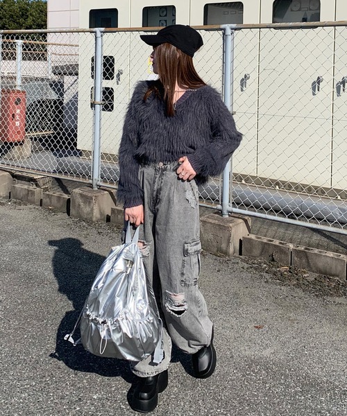 「non-hedge」 長袖ニット FREE パープル レディース_画像9