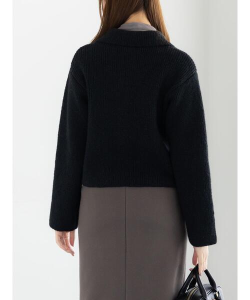 Te chichi（テチチ） カーディガン フラットカラーメタル釦ニット