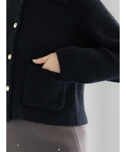 極美品　ENFOLD ボンディング ニットカーディガン　ジャケット Te chichi（テチチ） カーディガン フラットカラーメタル釦ニット