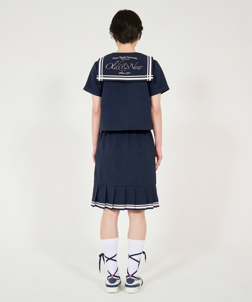 「TINA：JOJUN」 半袖ブラウス M ネイビー レディース_画像4