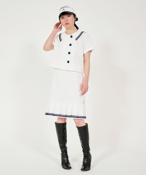 「TINA：JOJUN」 半袖ブラウス M ネイビー レディース_画像6