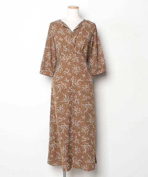 KBF（ケービーエフ） 7分袖ワンピース ONE ブラウン レディース