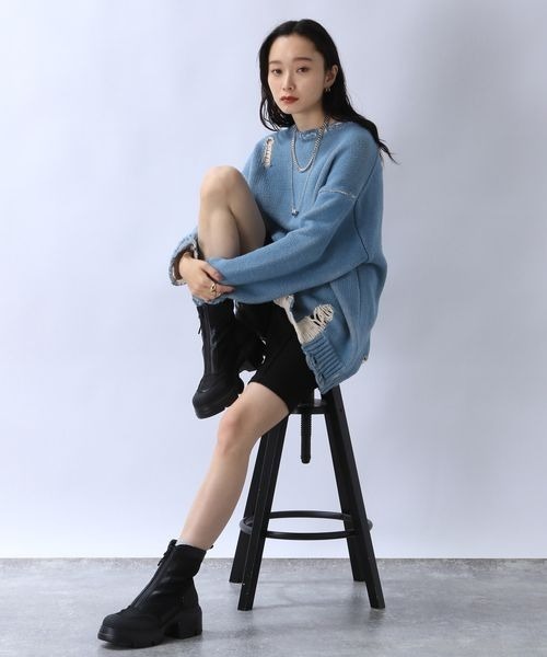 「JEANASIS」 長袖ニット FREE ブルー レディース_画像3