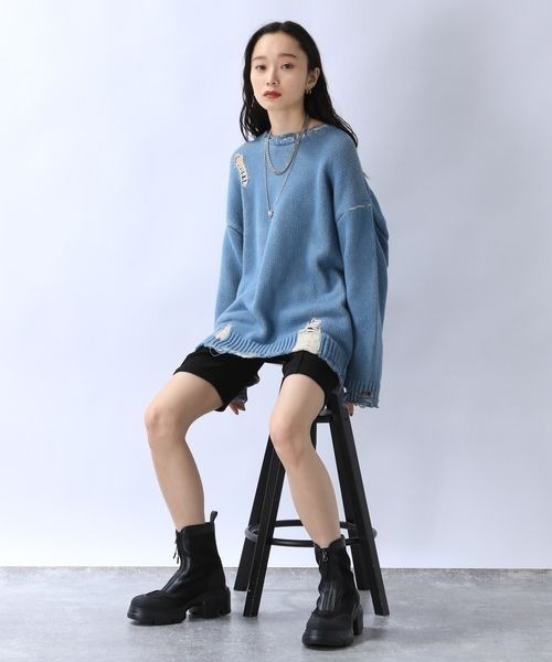 「JEANASIS」 長袖ニット FREE ブルー レディース_画像5