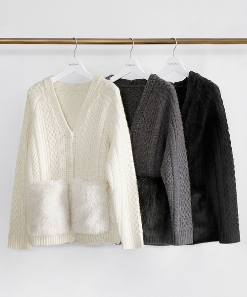 「ELFRANK」 ニットカーディガン FREE グレー レディース_画像2