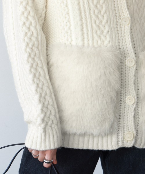 「ELFRANK」 ニットカーディガン FREE グレー レディース_画像3