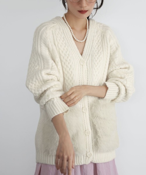 「ELFRANK」 ニットカーディガン FREE グレー レディース_画像4