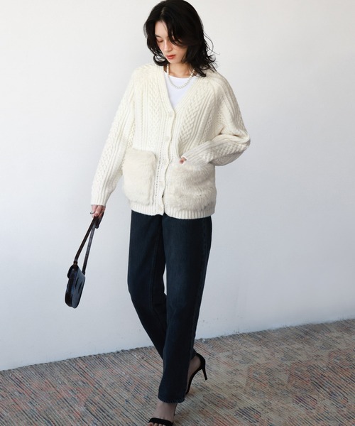 「ELFRANK」 ニットカーディガン FREE グレー レディース_画像5