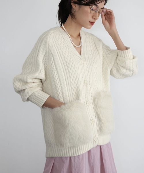 「ELFRANK」 ニットカーディガン FREE グレー レディース_画像7