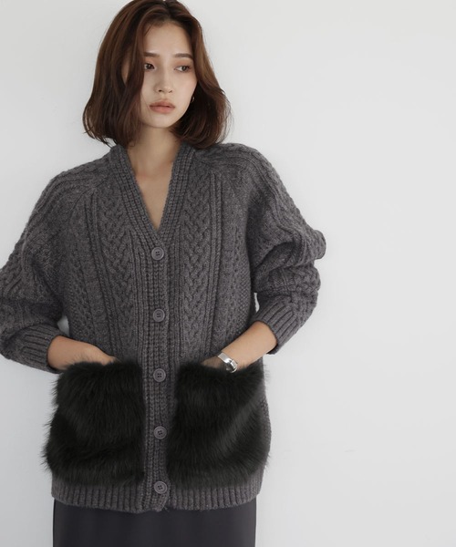 「ELFRANK」 ニットカーディガン FREE グレー レディース_画像8