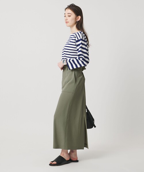 カーキ　スカート　アローズ　aLORS WINTER2 サテンサイドポケットスカート