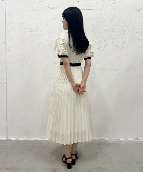「Cheek」 半袖ワンピース MEDIUM サックスブルー レディース_画像4