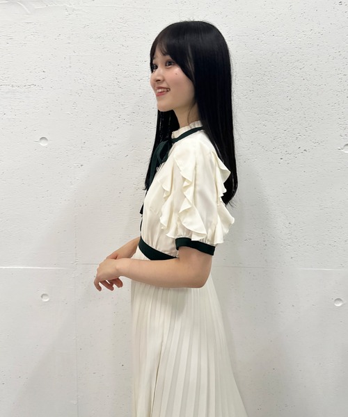 「Cheek」 半袖ワンピース MEDIUM サックスブルー レディース_画像6